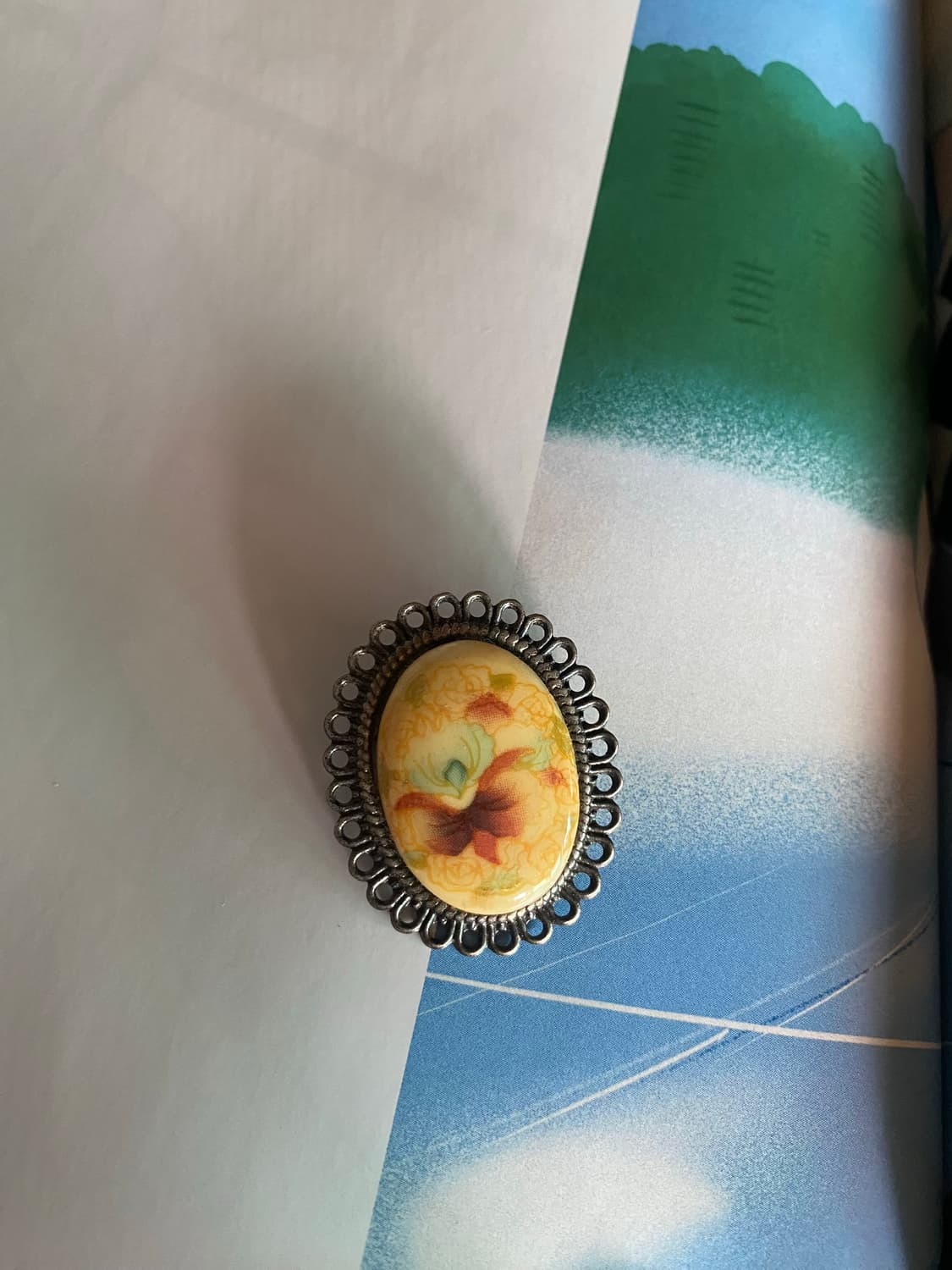 플라워 카보션 빈티지 브로치 상품이미지1