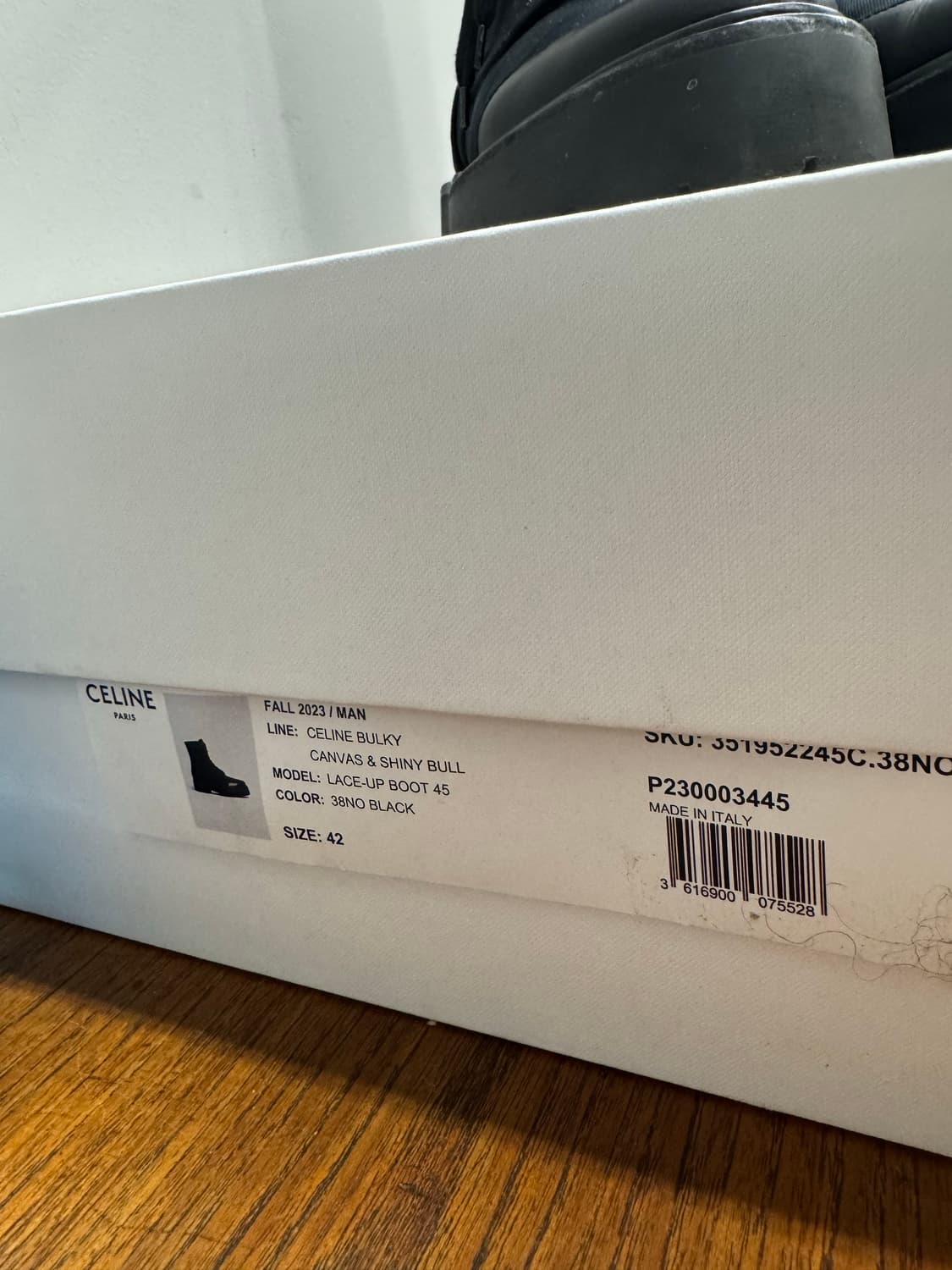 셀린느 벌키 레이스업 부츠 캔버스&샤이니 불 블랙 상품이미지5