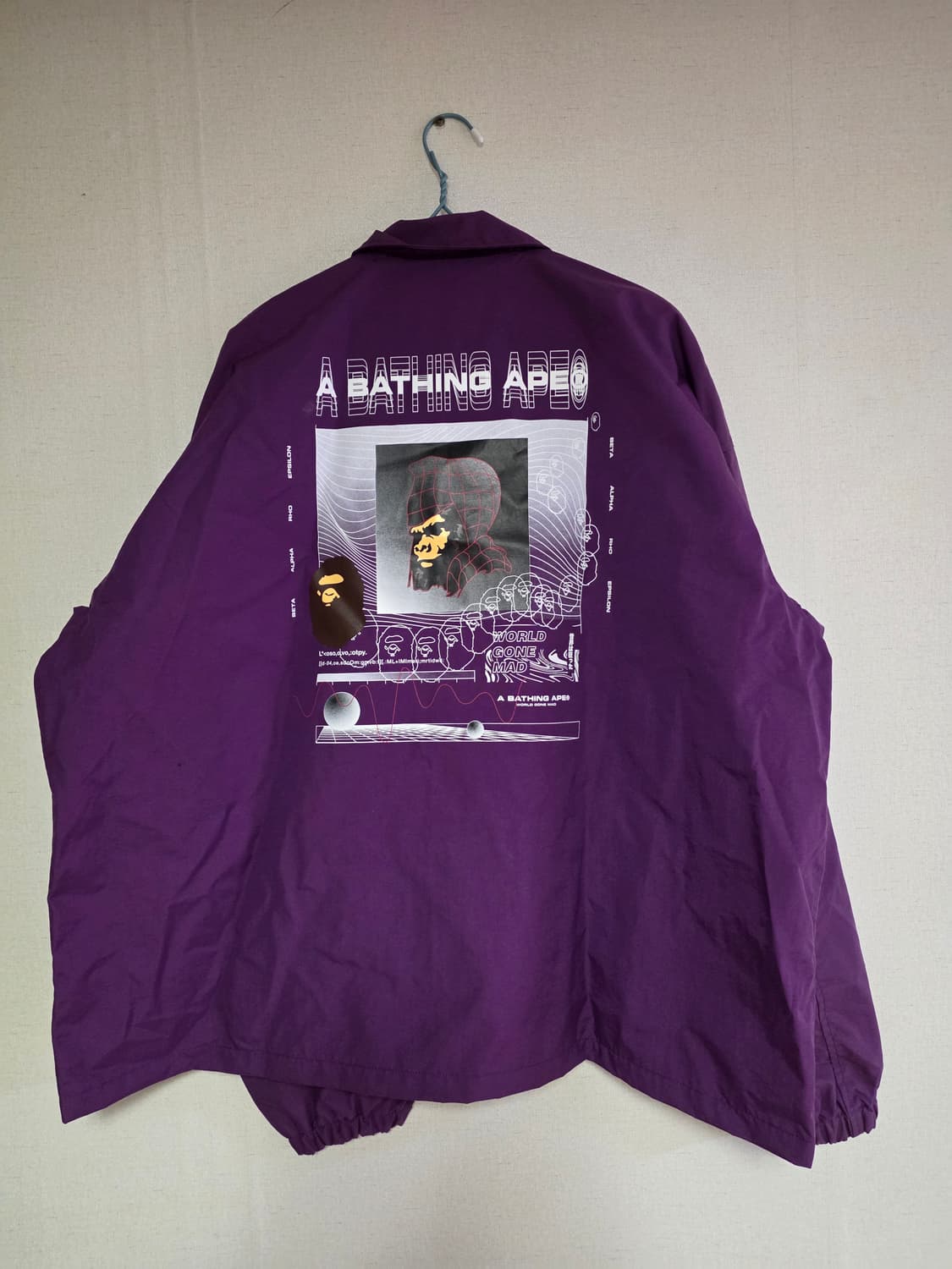 [매우큰 XL]베이프 릴렉스드핏 제네럴사루 코치자켓 퍼플 상품이미지1