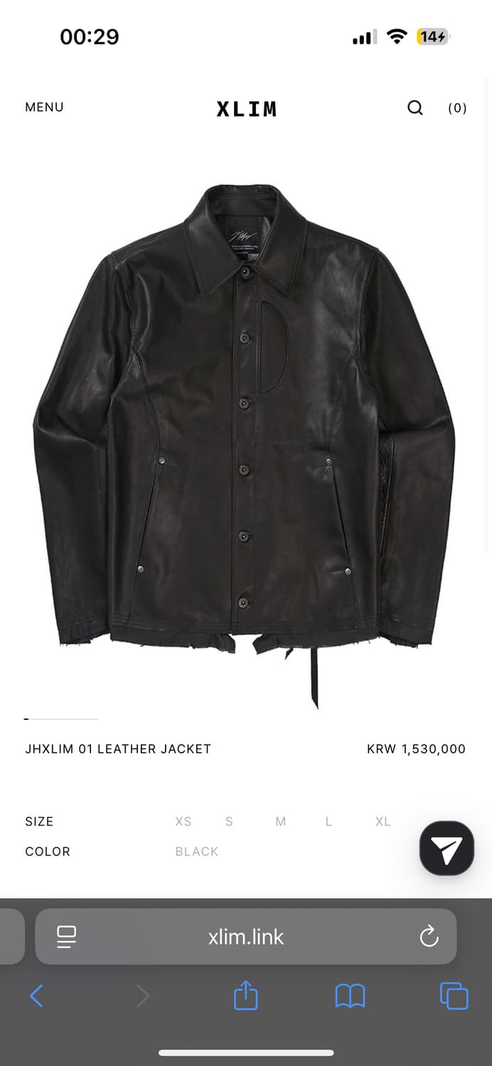 구매)) 엑슬림 JHXLIM 01 LEATHER JACKET (S) 상품이미지1