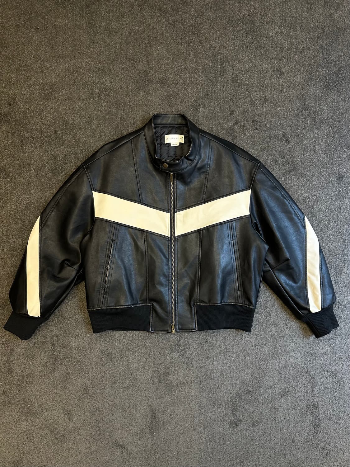 라퍼지스토어 가죽 바이커 블루종 M 상품이미지1