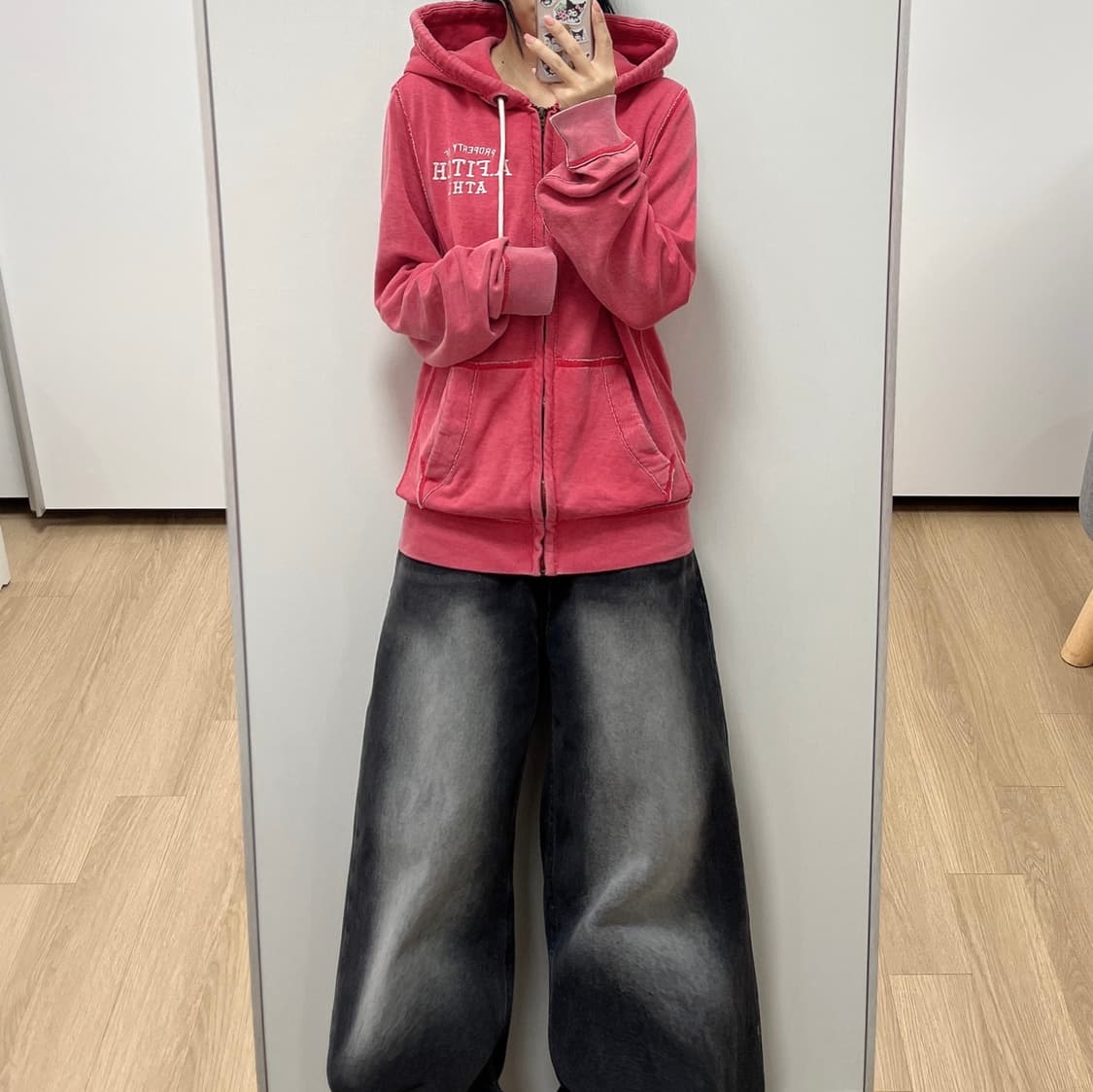 아베크롬비 자수로고 피그먼트 핑크 후드집업 상품이미지1