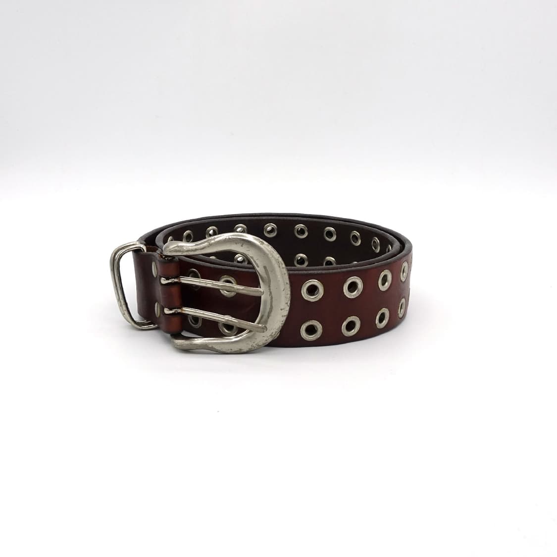 LEATHER 빈티지 레더 더블아일렛 버건디 레더 벨트 상품이미지4