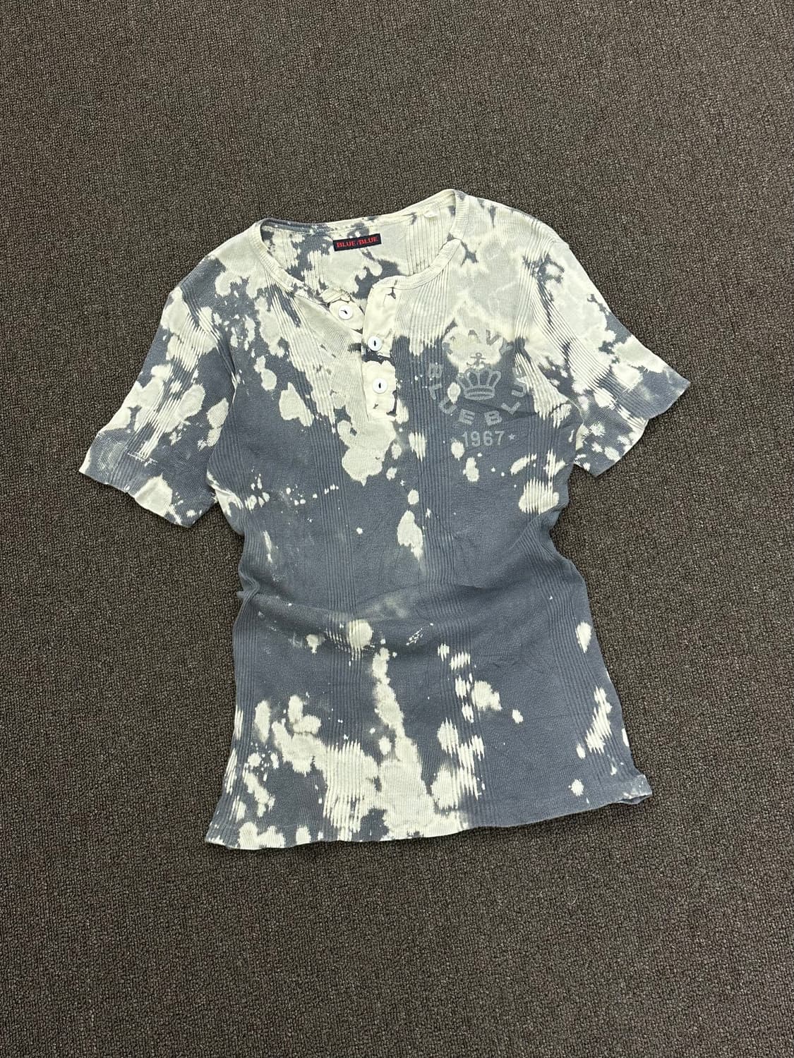 3)Blue Blue vintage 타이다이 패턴 헨리넥 반팔 티셔츠 상품이미지3