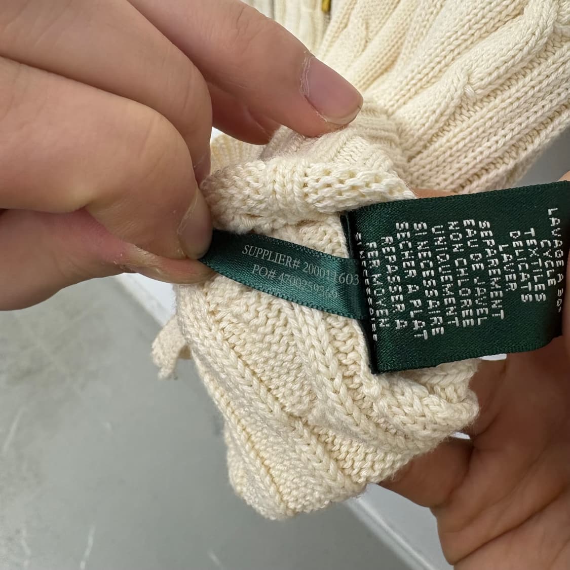 폴로 랄프로렌 아이보리 꽈배기 니트 집업 여M 상품이미지8