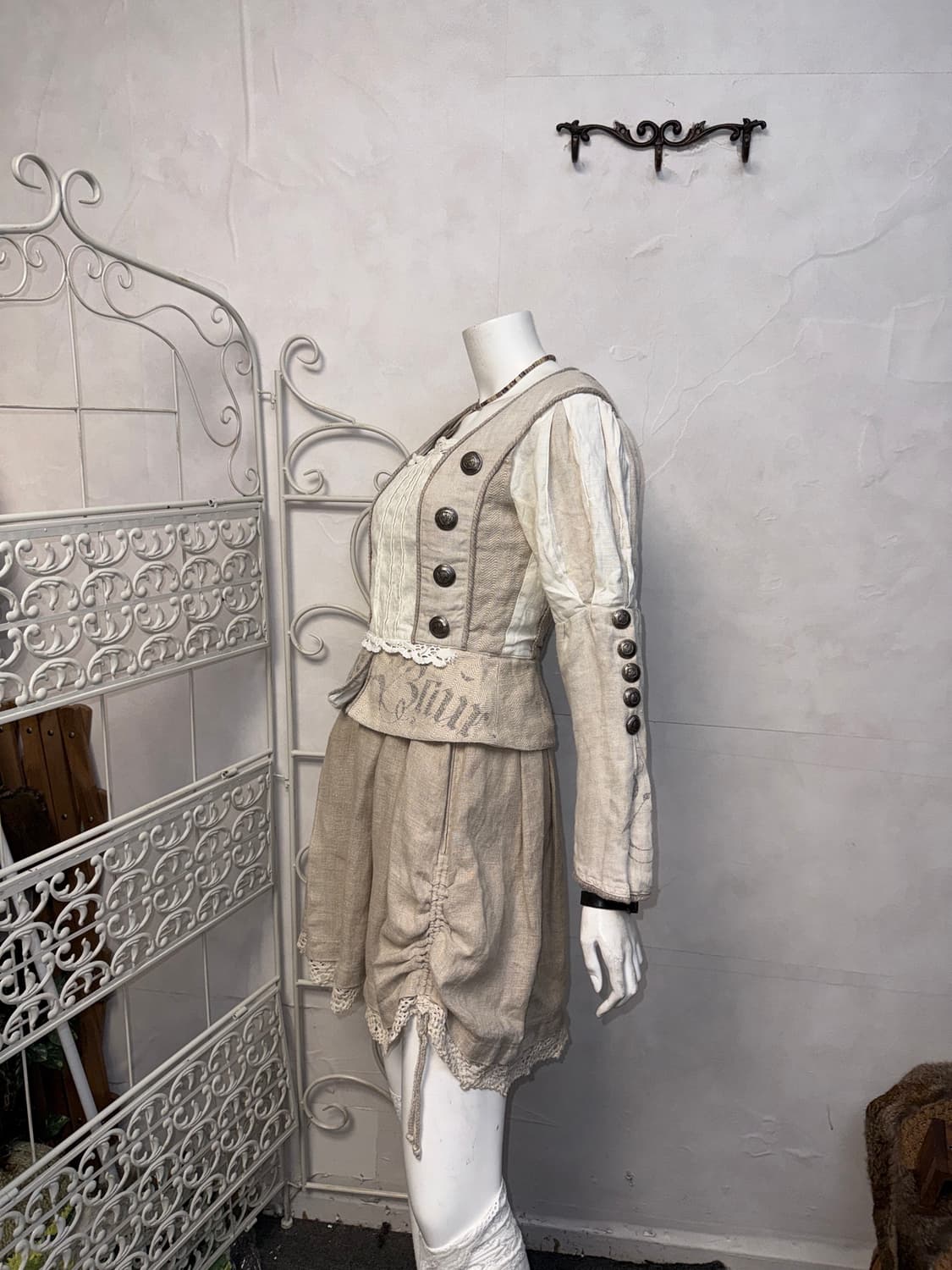 Beige linen double button corset blouse  상품이미지7