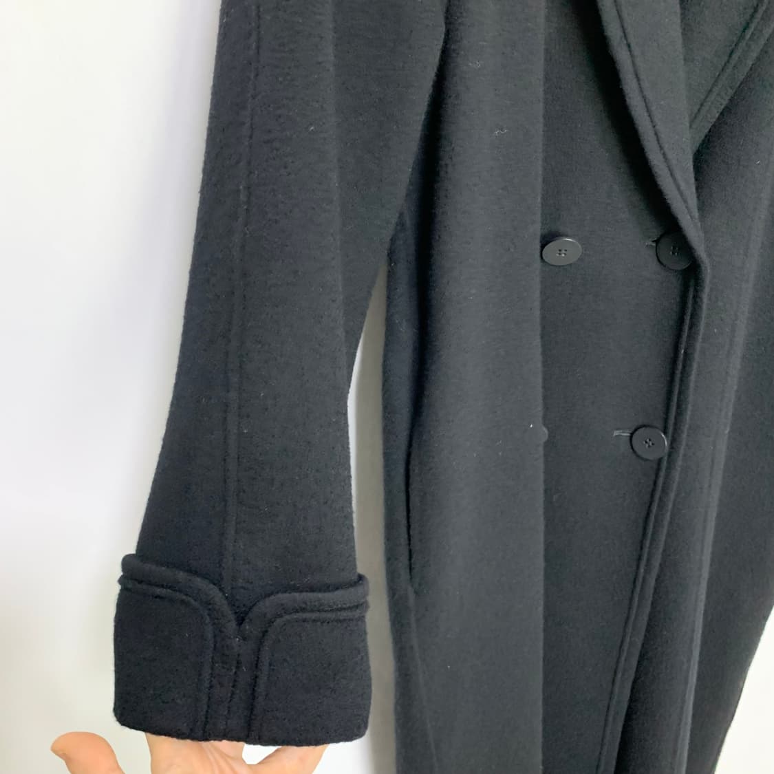 FERRAT 빈티지 캐시미어 100% 블랙 롱 코트 남녀공용 상품이미지8