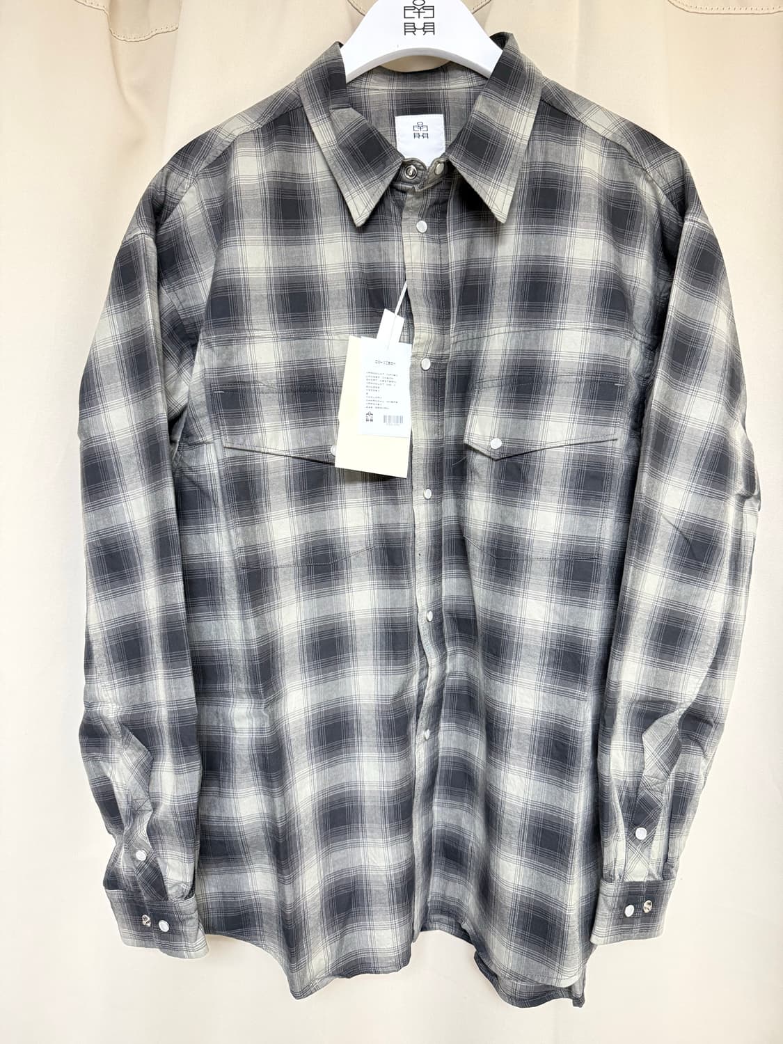 폴리테루 루즈드 체크 셔츠 웨스턴 차콜 옴브레 2 팝니다 상품이미지1