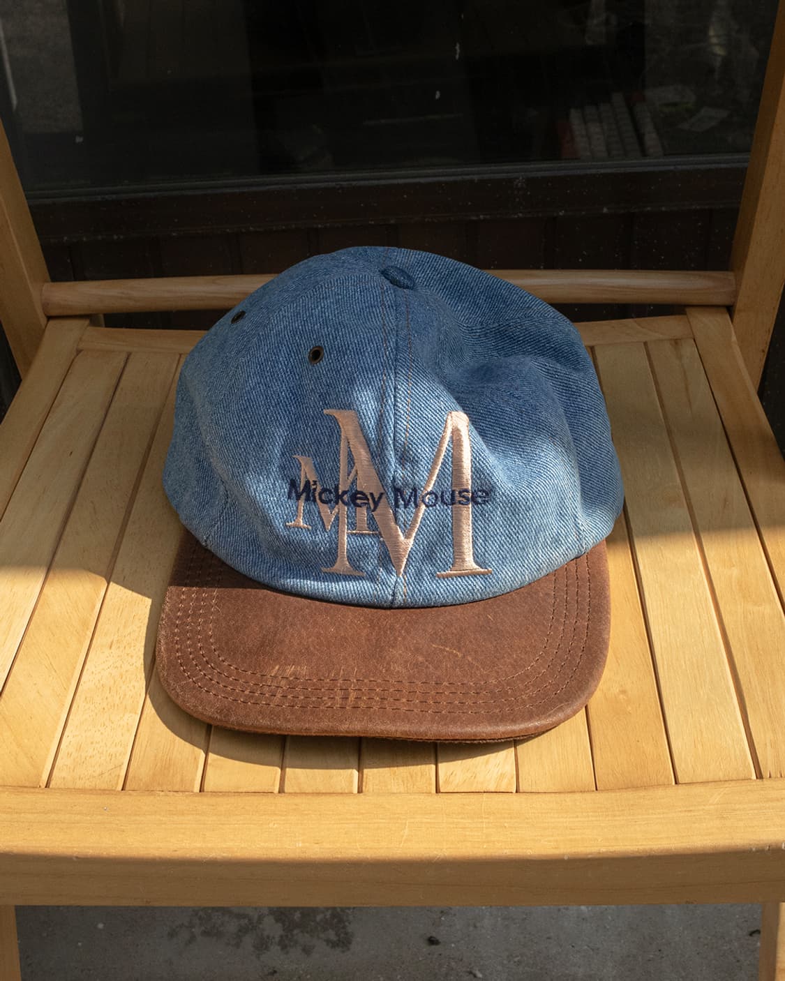 90's USA 디즈니 Denim Leather 캡 상품이미지1