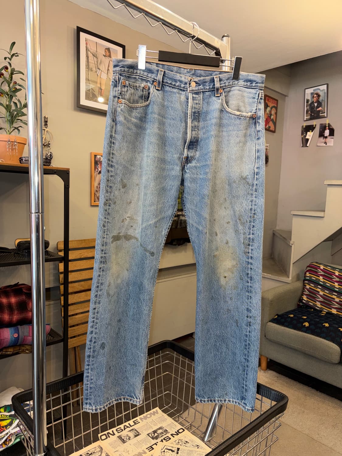 90’s Levi’s 501 USA denim hard washed 상품이미지6