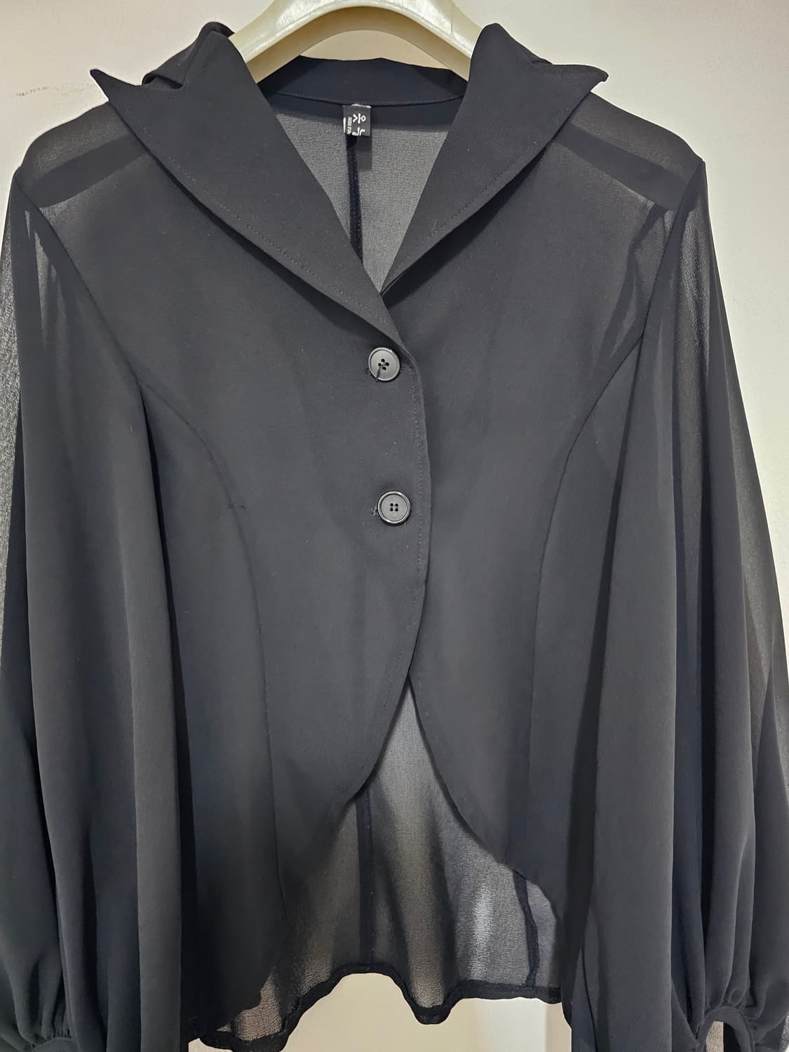 옷누리 시스루 쉬폰 튤립라인 벌룬소매 블라우스 쟈켓 55 상품이미지2