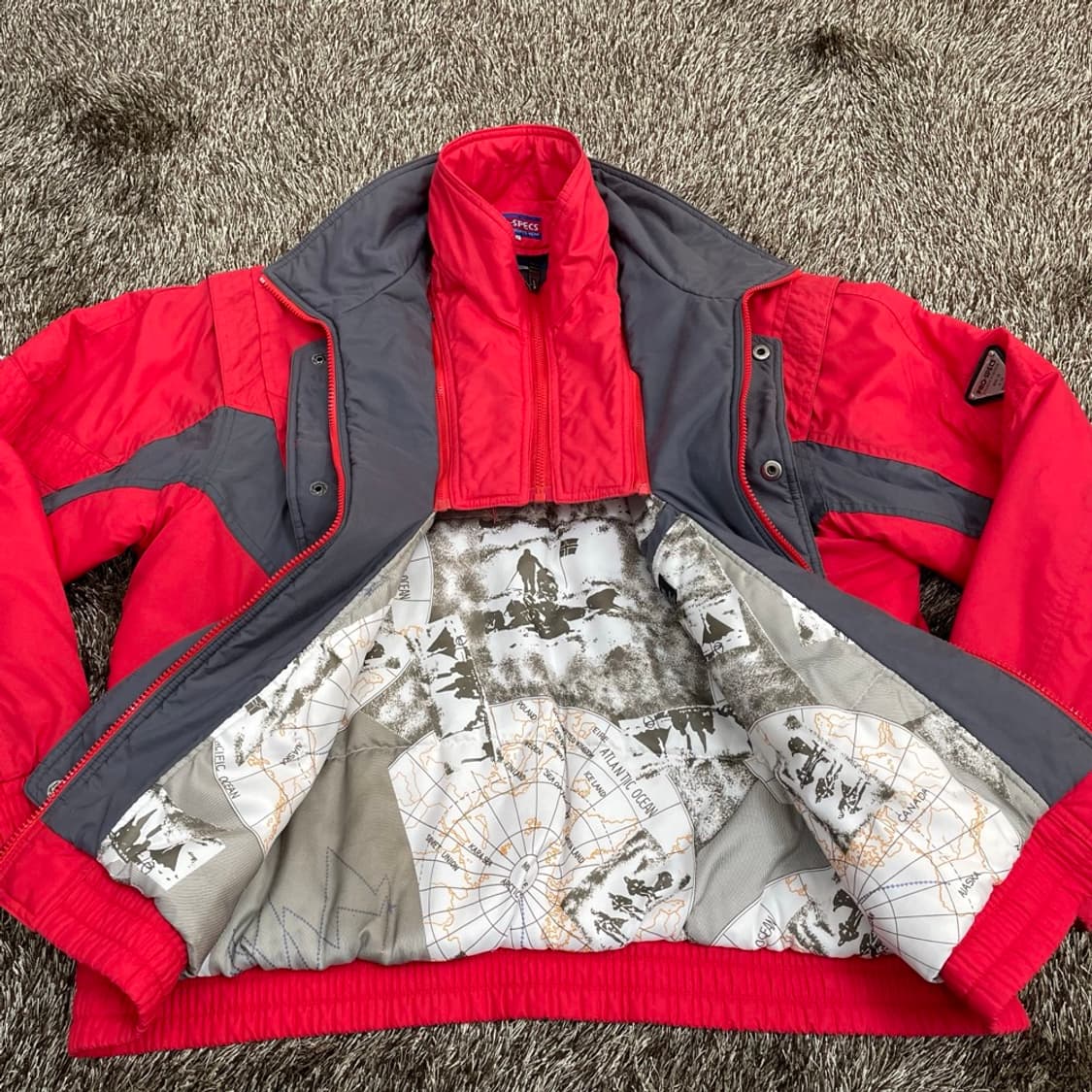 프로스펙스 PRO-SPECS 90s 레드 그레이 올드스쿨 패딩 점퍼 M 상품이미지3
