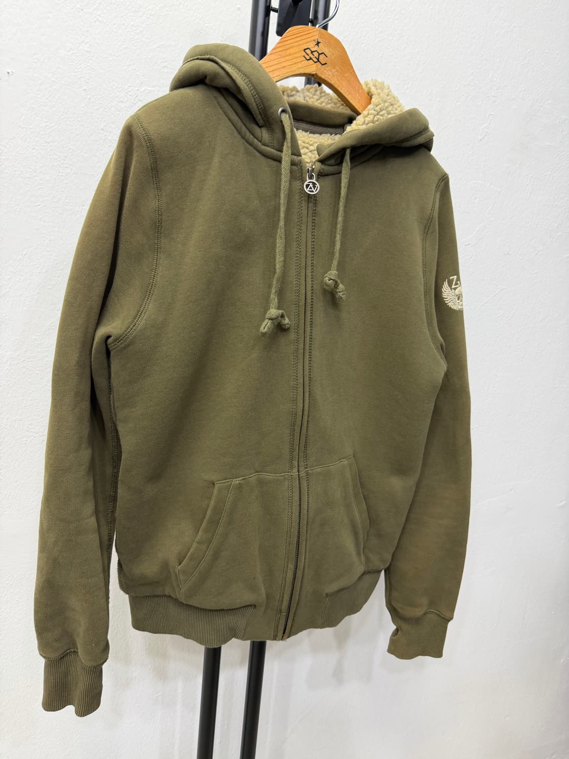 정품) 쟈딕앤볼테르 카키색 뽀글이 안감 후드집업 M 상품이미지2