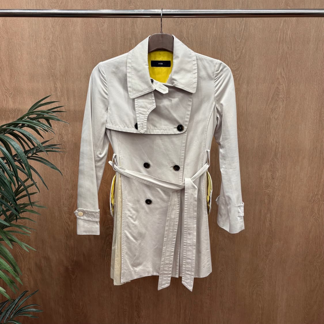 시스템 트렌치 코트 허리 벨트 셋인 숄더 더블 브레스티드 디테일 아이보리 상품이미지1