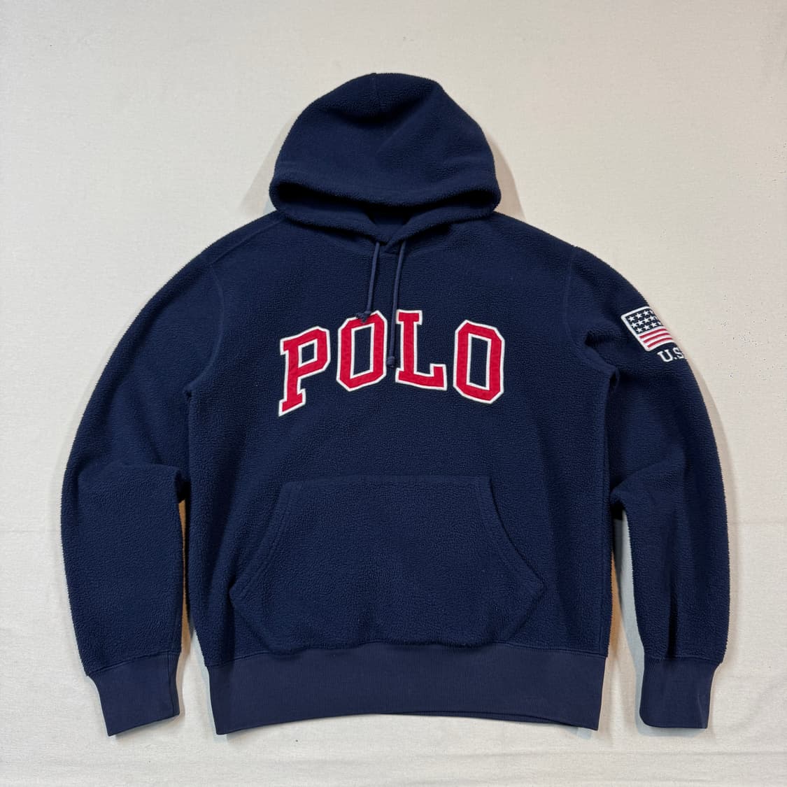 S) 폴로 랄프로렌 스펠로고 플리스 후드티 네이비 상품이미지1