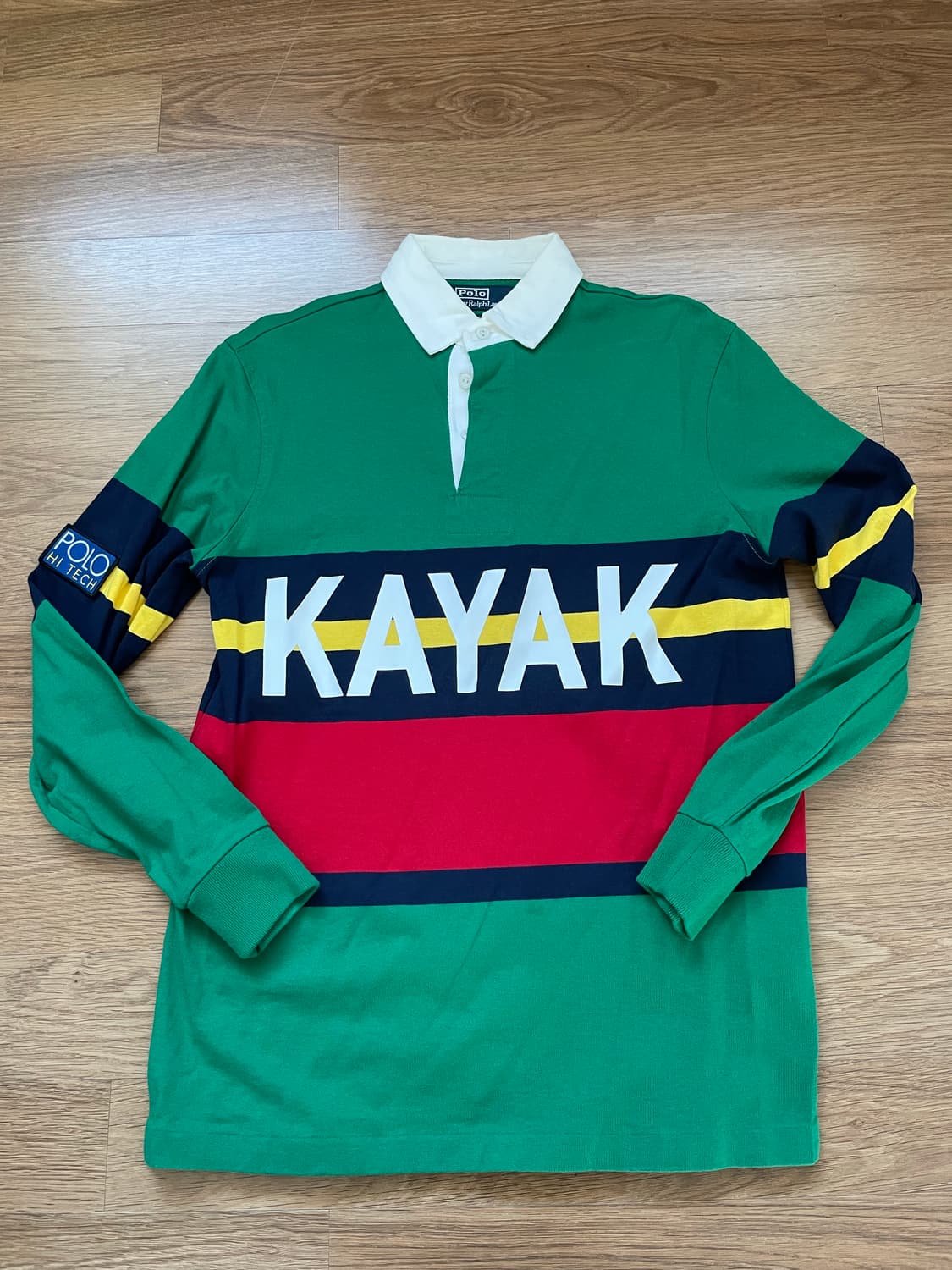 폴로 하이테크 카약 럭비티 그린 옐로우 네이비 스타디움 rrl 상품이미지1