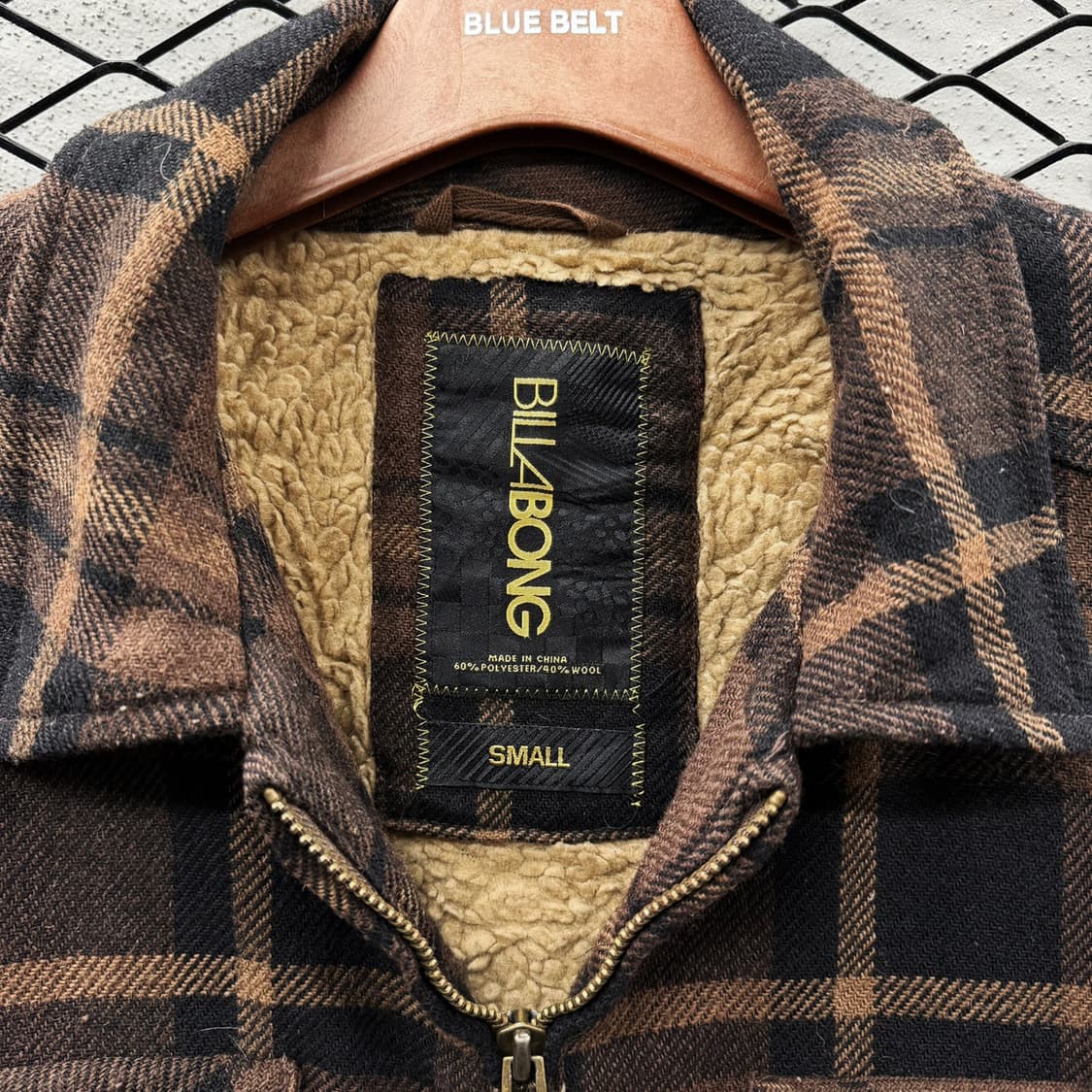 빌라봉 체크 집업자켓 보아 안감 언밸런스 피스 로고 디테일 상품이미지7