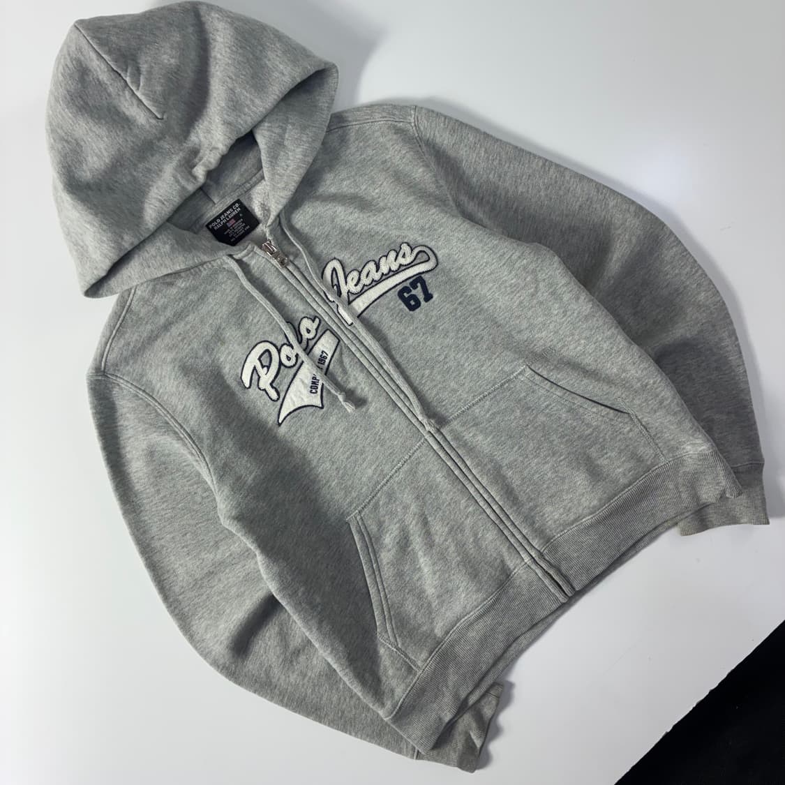 Polo  폴로진스 컴퍼니 자수 코튼 스펠아웃 그레이 후드집업  Pric 상품이미지2