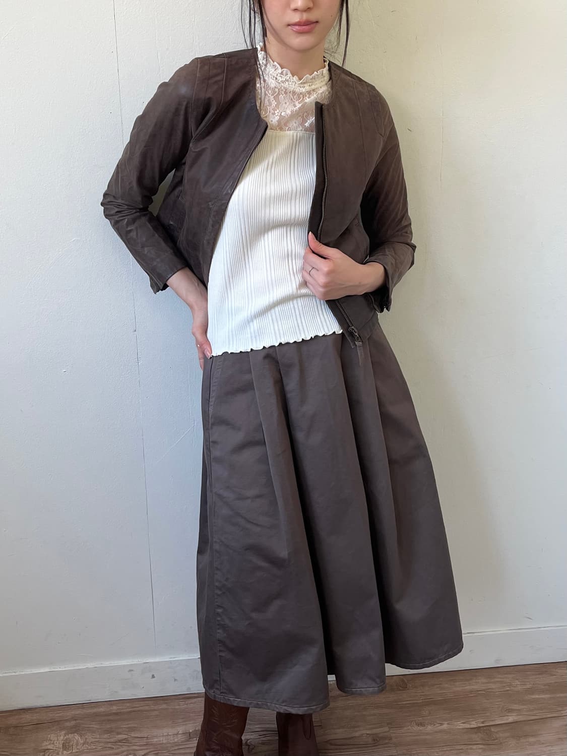 7-ID concept 초코브라운 레더자켓 상품이미지6