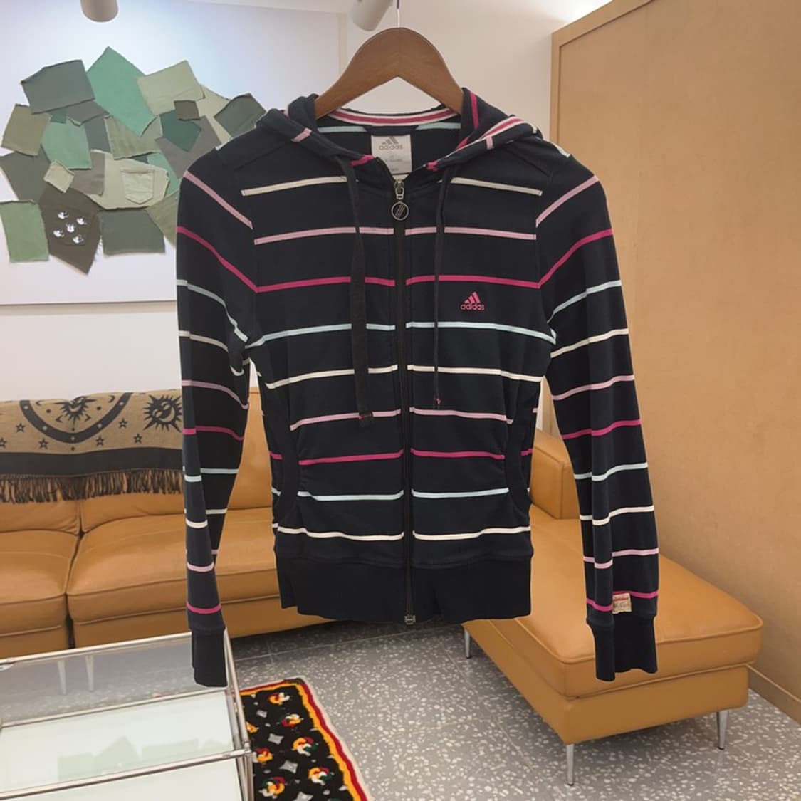 아디다스 자수로고 Y2K 스트라이프 후드집업 85 C06387 상품이미지3