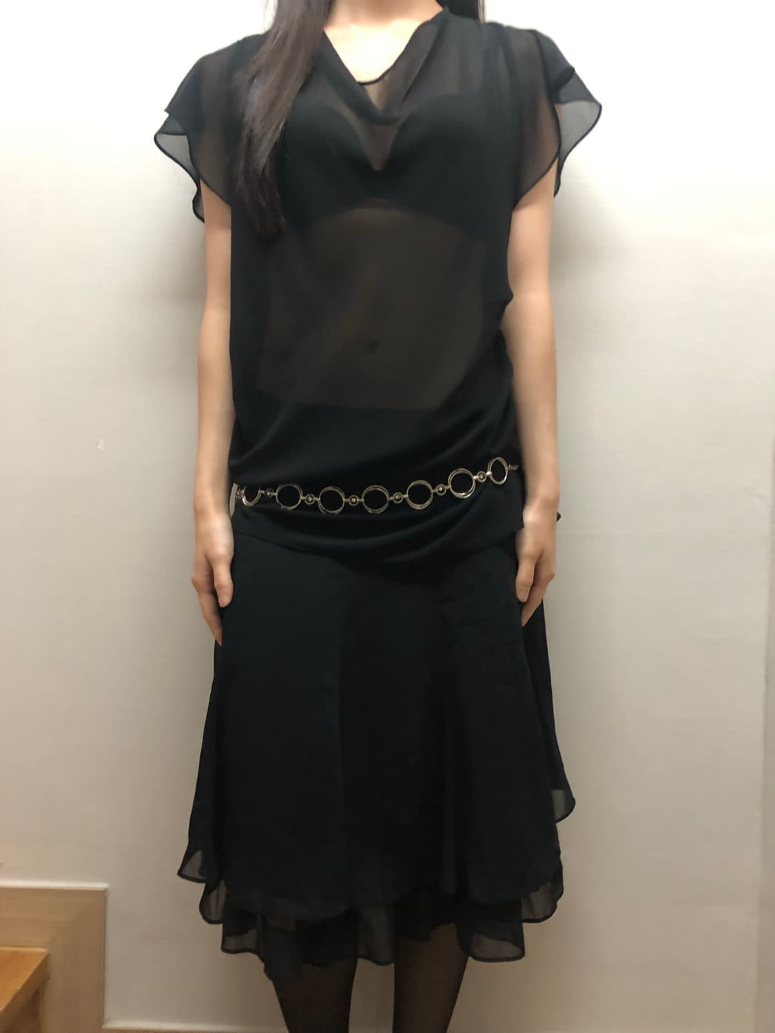 빈티지 블랙 드레이프 블라우스 상품이미지4