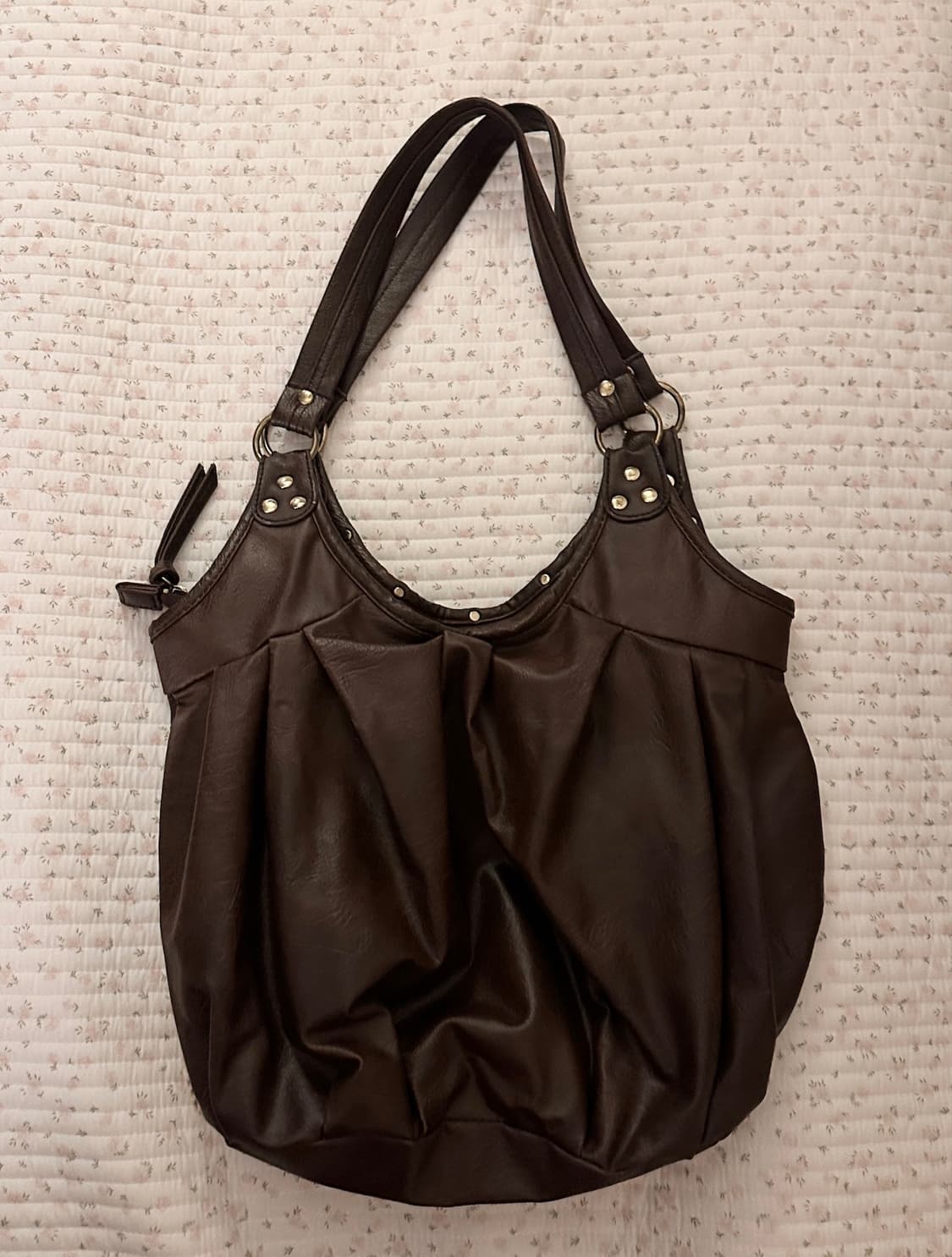 빈티지 레이스 가죽 브라운 숄더백 모리걸 상품이미지2