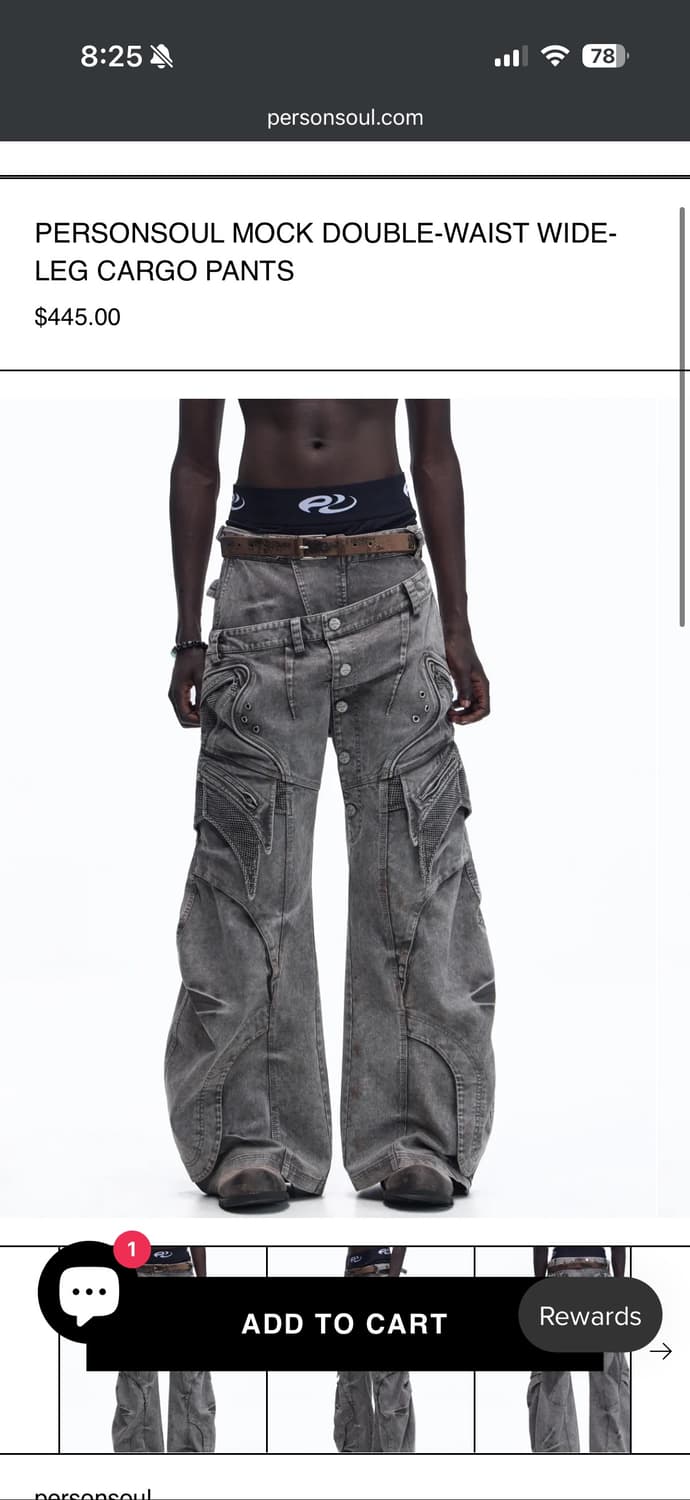 퍼슨소울 PERSONSOUL 더블 웨이스트 와이드 카고팬츠 상품이미지1