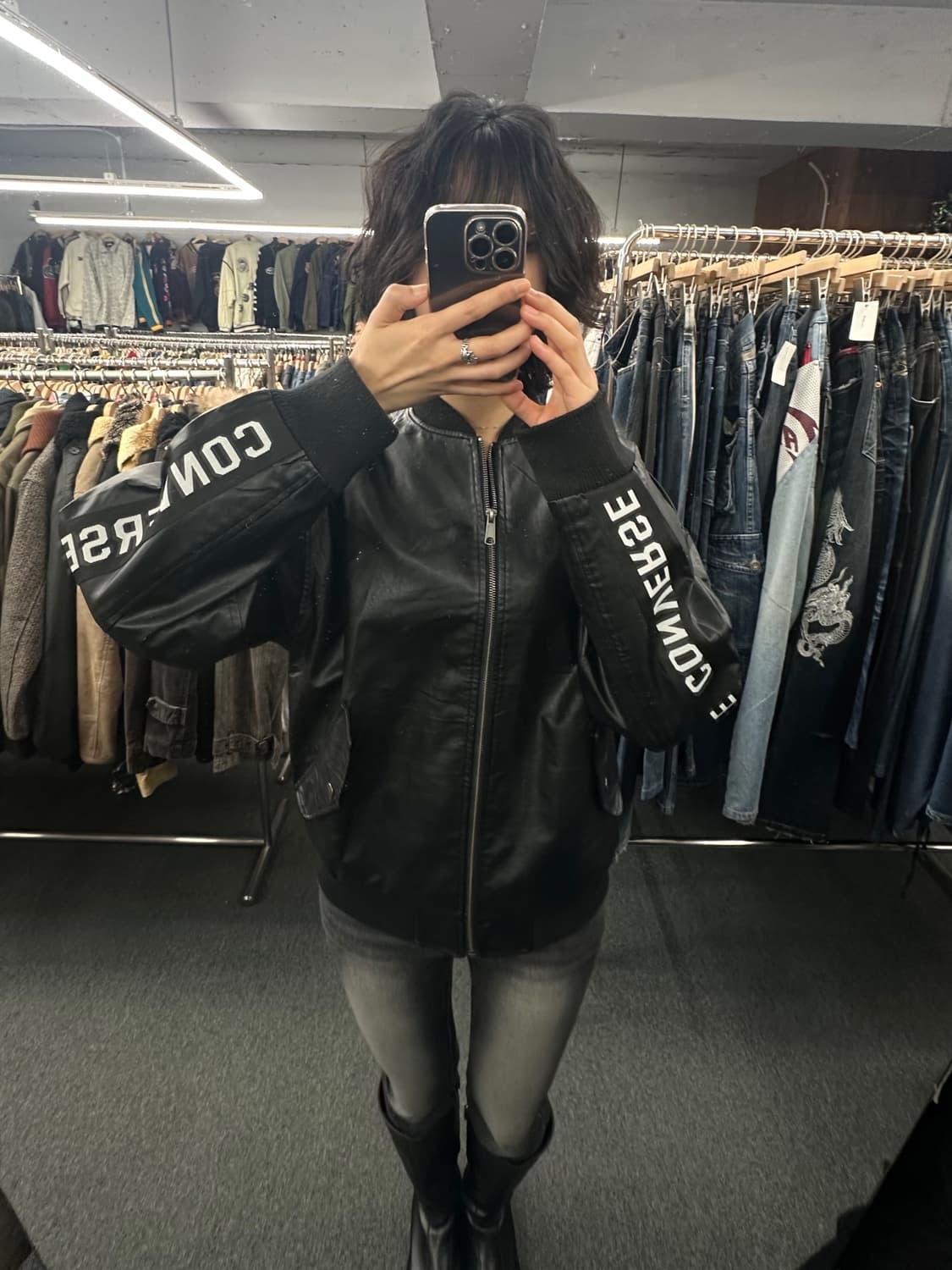 M)컨버스 빈티지 레더 바시티 자켓 상품이미지1