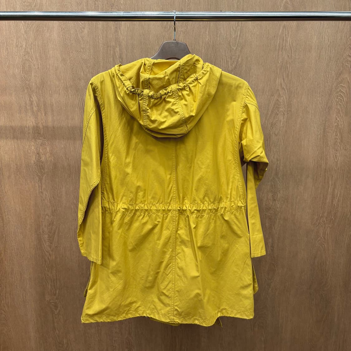 주카 아노락 파카 코트 언발란스 집업 후드 스트링 디테일 루즈핏 머스타드 상품이미지3