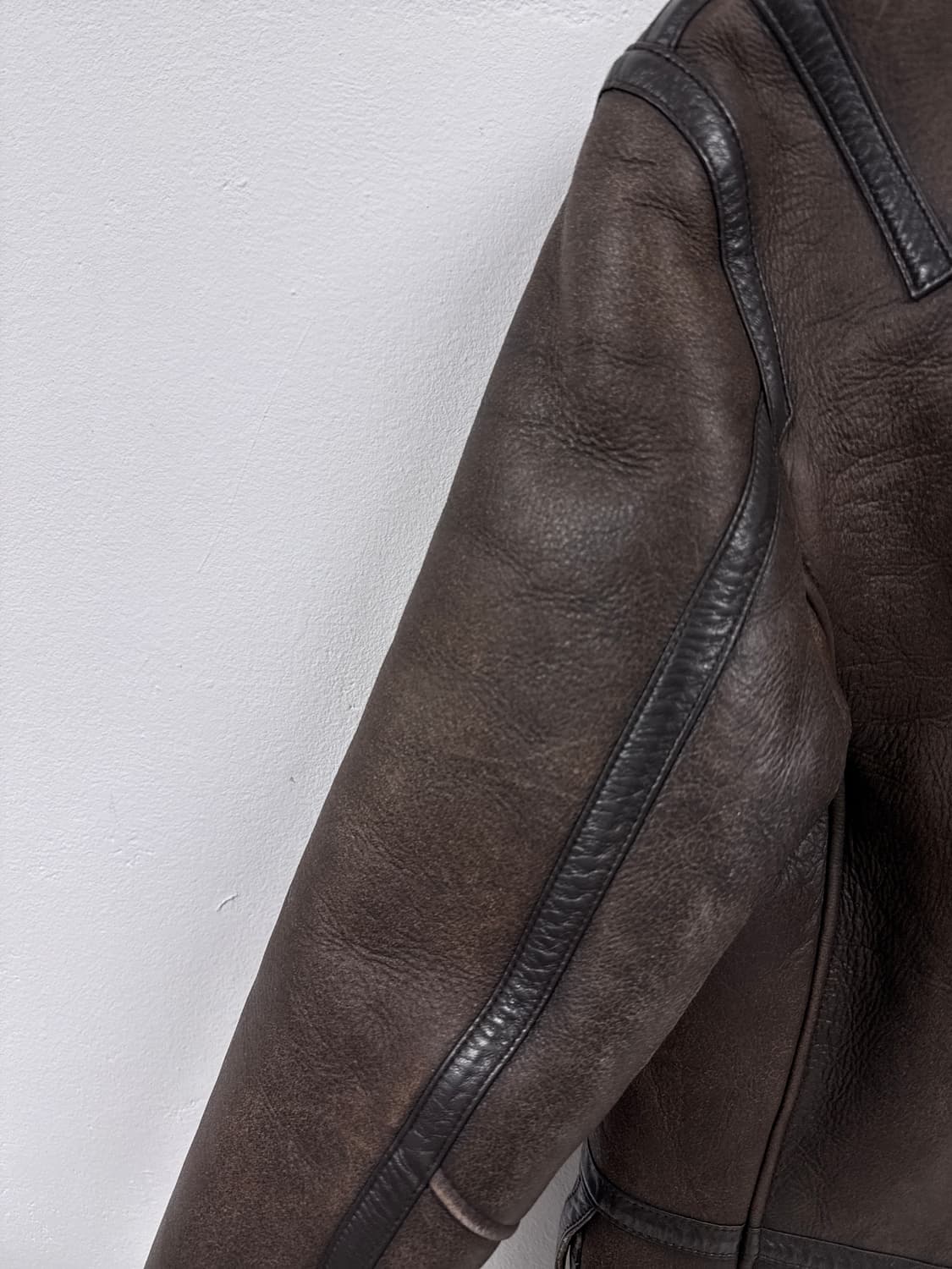 [B][95]스페인 크랙 메리노 무스탕 시어링 하프 코트 상품이미지9