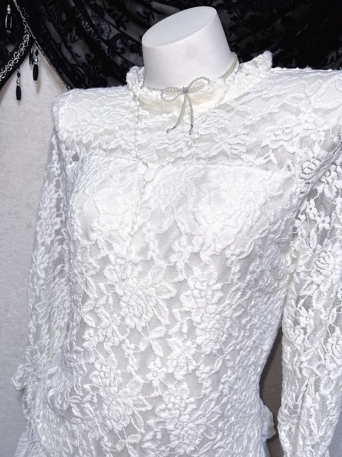 로맨틱고딕 로걀 갸루 로리타 엔젤릭 화이트 레이스 프릴 블라우스 페어리 상품이미지6