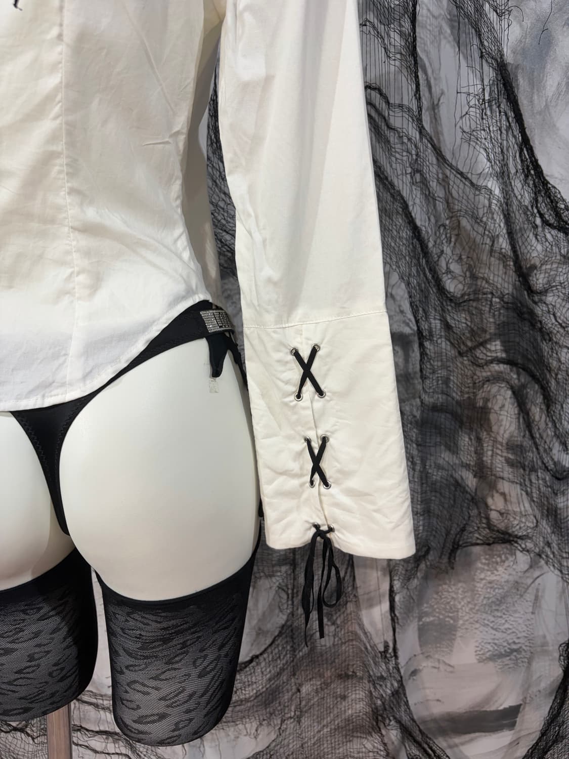 Gothic goth eyelet corset Detail shirt 상품이미지6