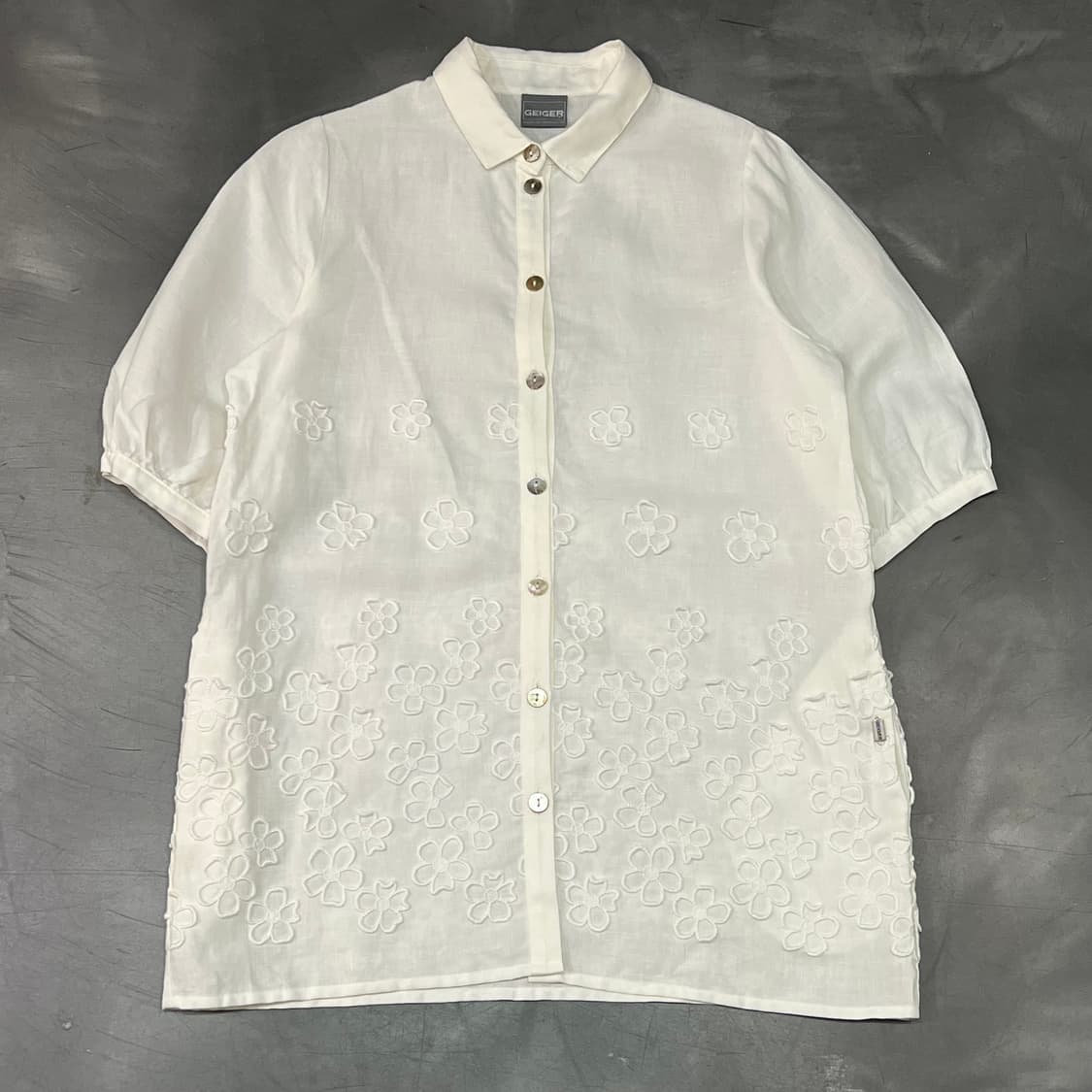  가이거 플라워 자수 린넨 하프 셔츠 y16206 상품이미지1