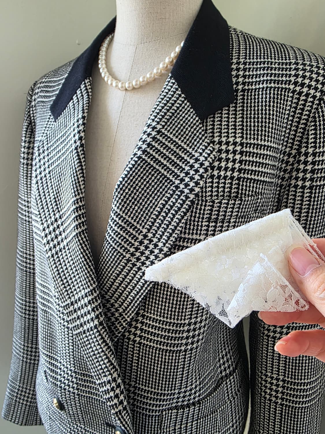 KORET 체크 더블 브레스티드 자켓 상품이미지4