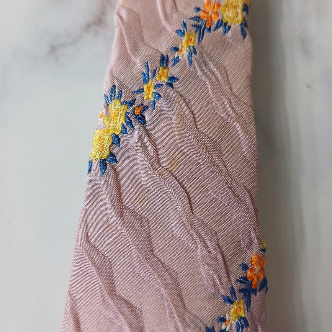 입생로랑 실크 핑크 플로럴 자카드 넥타이 10.1cm A등급 A19802 상품이미지7