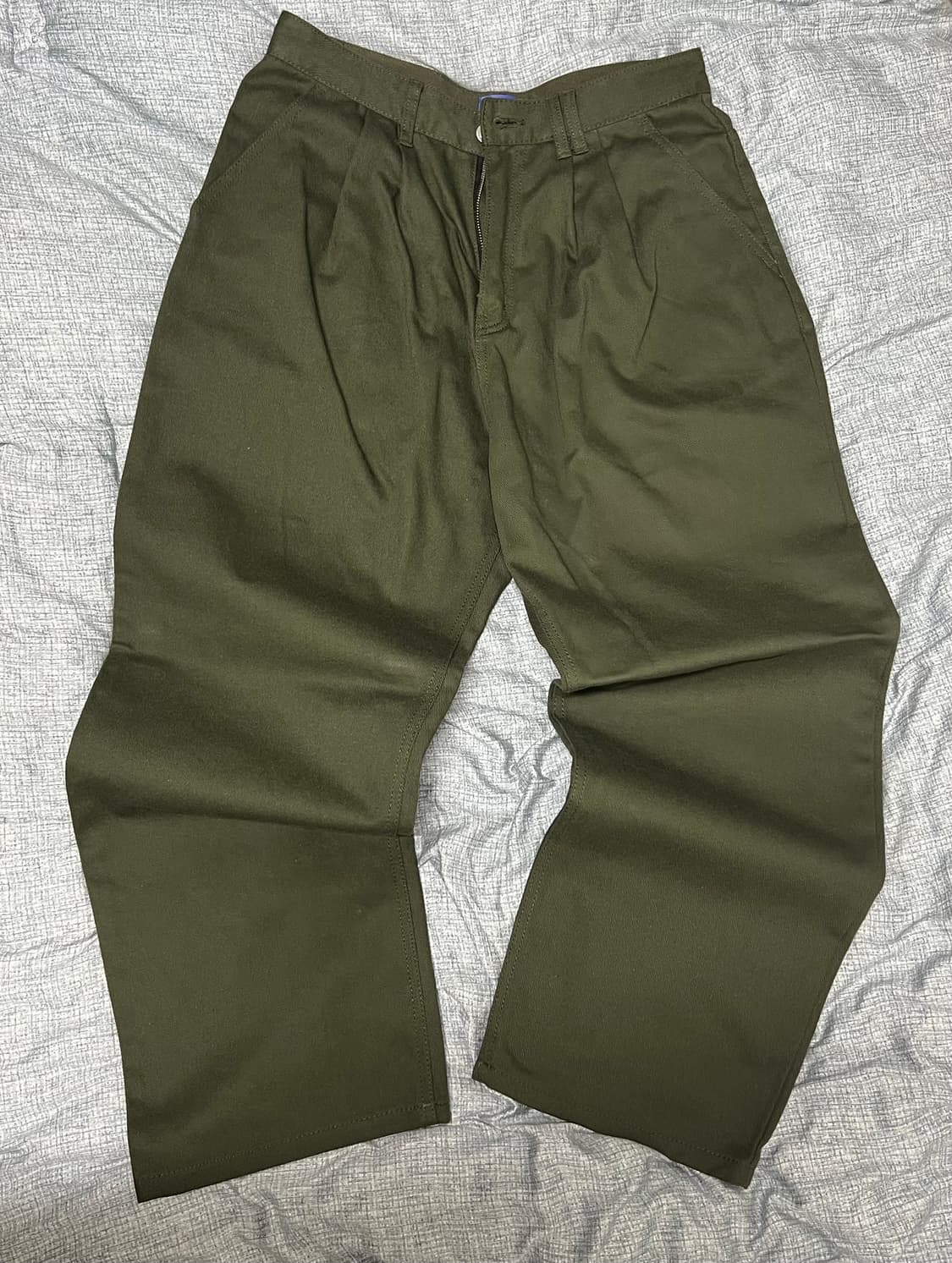 새상품 데케트 와이드 코튼 팬츠  카키 상품이미지1