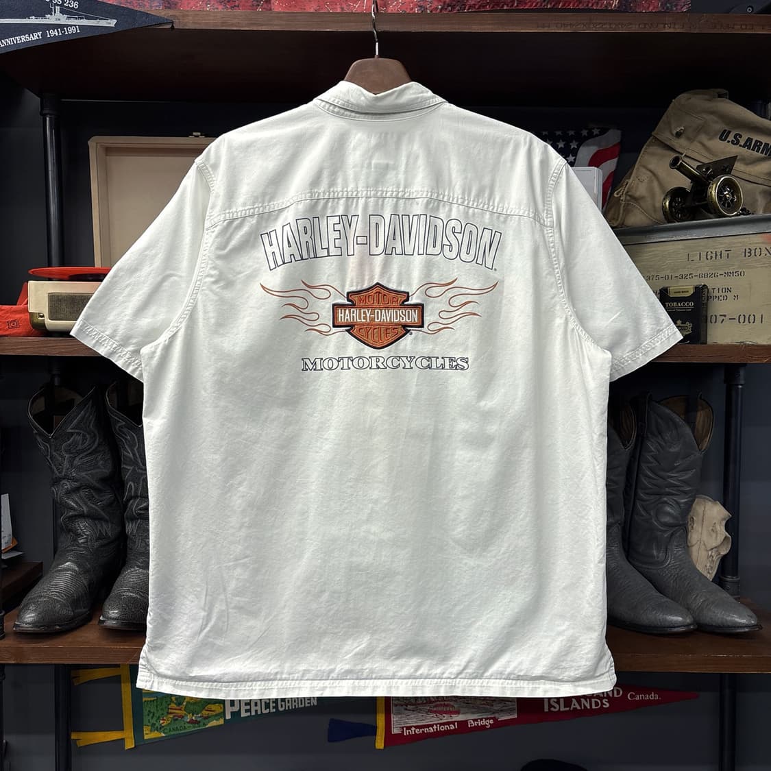 할리데이비슨 투포켓 스텐실 쉴드패치 코튼 워크셔츠 N1176 상품이미지2