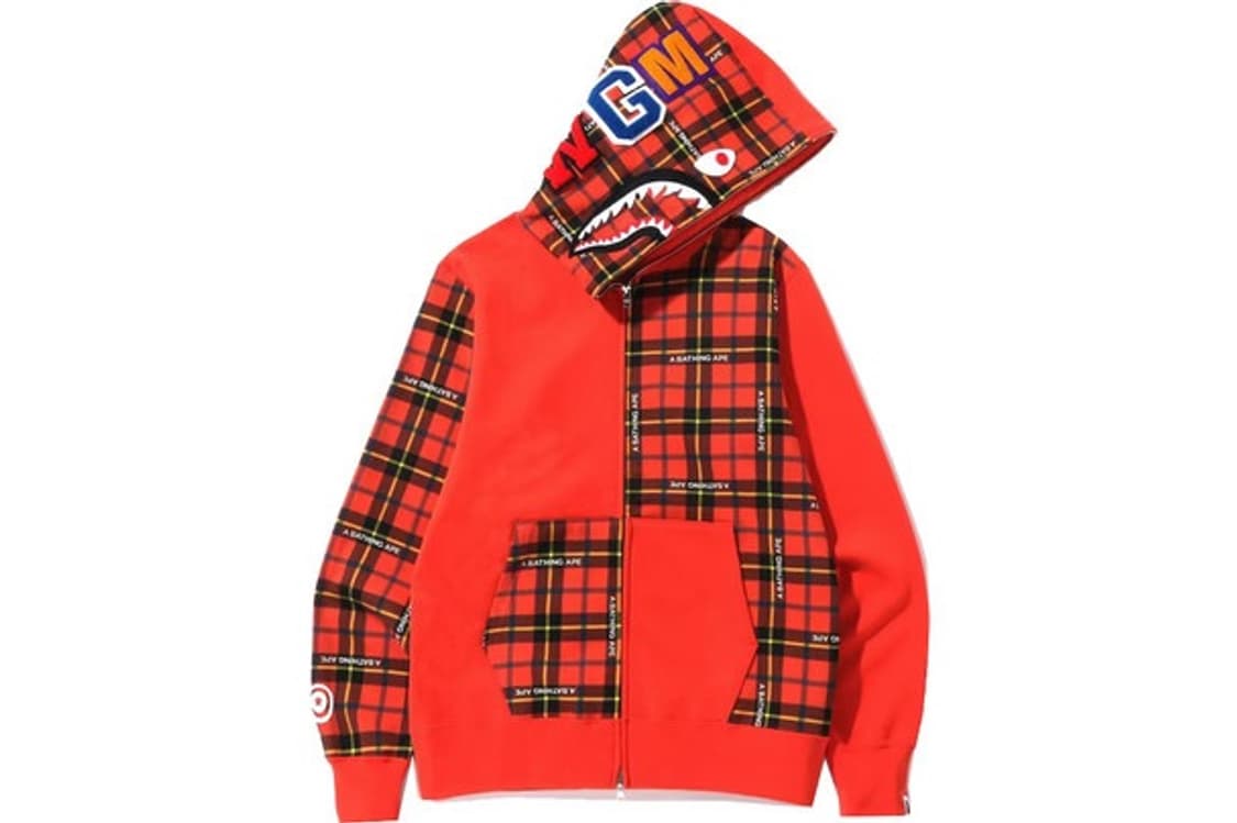 BAPE Logo Check Shark Full Zip Hoodie Re 상품이미지1