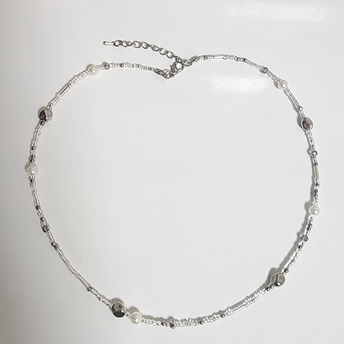 남녀공용 진주 실버 목걸이 상품이미지1