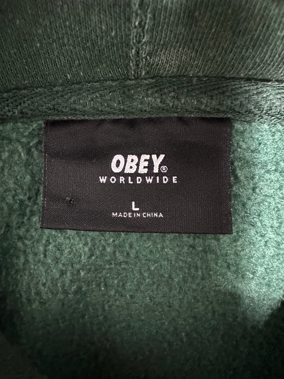 OBEY 오베이 뽀글로고 그린 후드티 상품이미지4