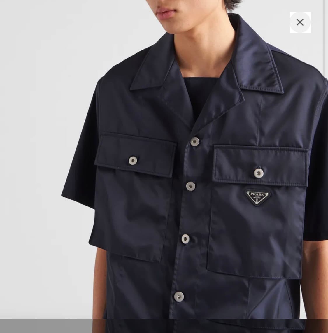 프라다 숏슬리브 리나일론 셔츠 네이비 L 상품이미지1