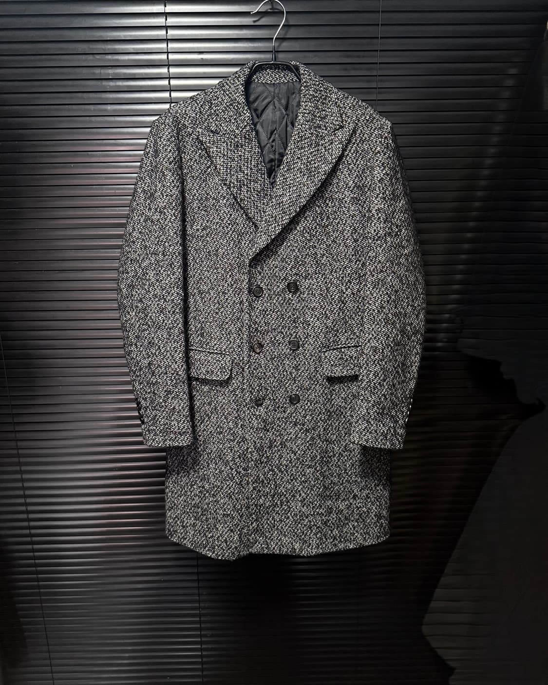 알뮤트 울 모 보카시 차콜 블랙 피크드 더블 롱 코트 고스 펑크 락시크 상품이미지2