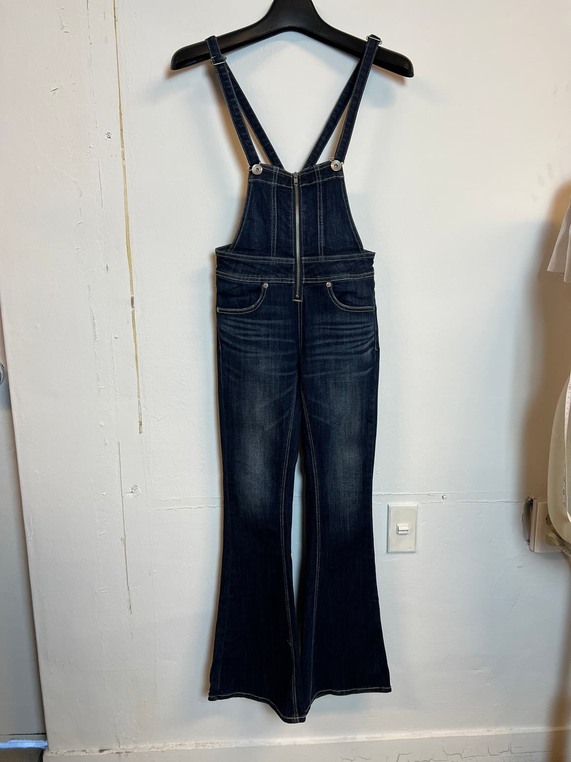 P032 JPN 모리/러블리/펑크/Y2K 데님부츠컷 멜빵팬츠 S 상품이미지1