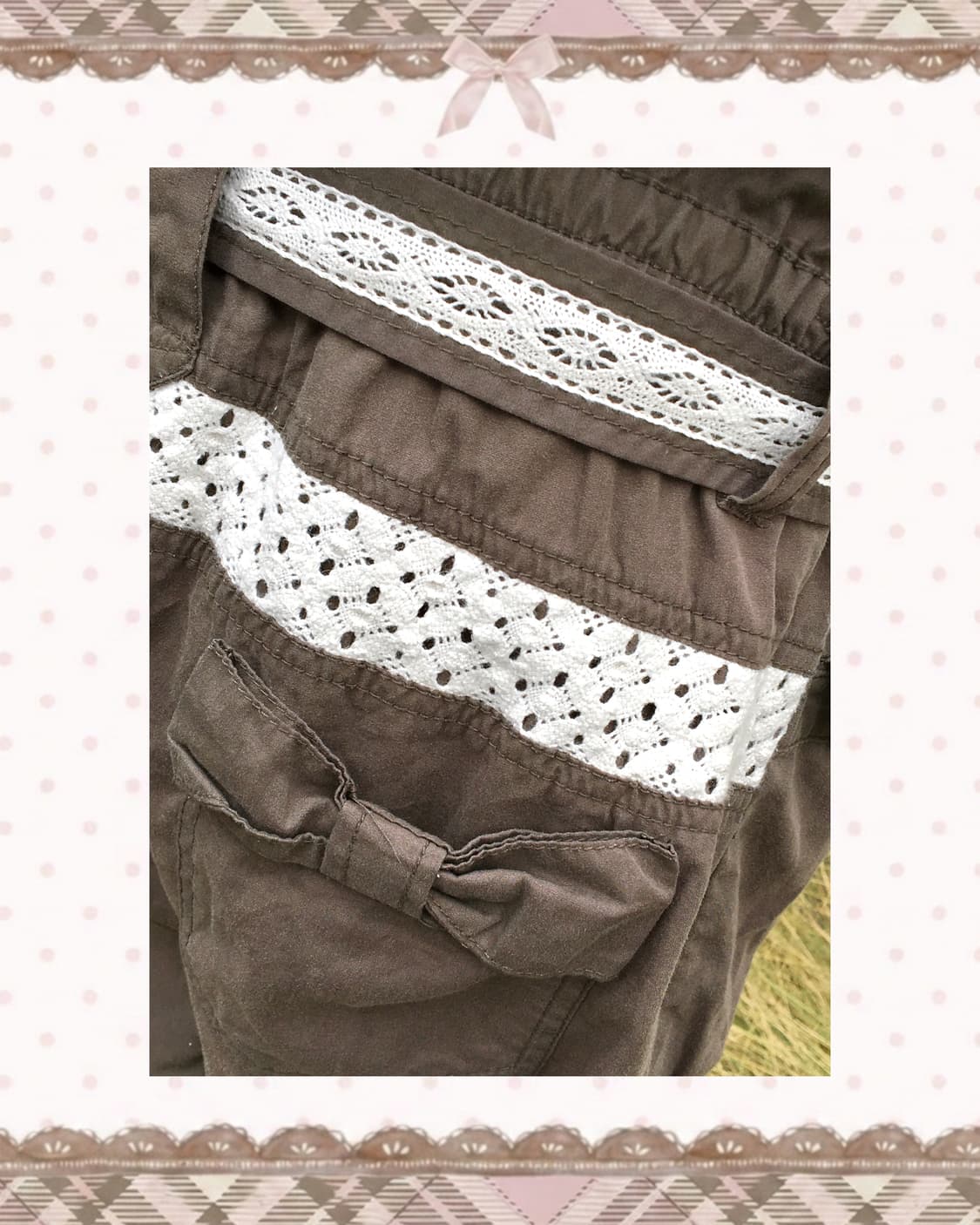 카키 리본 슬리브리스 점프수트 상품이미지3