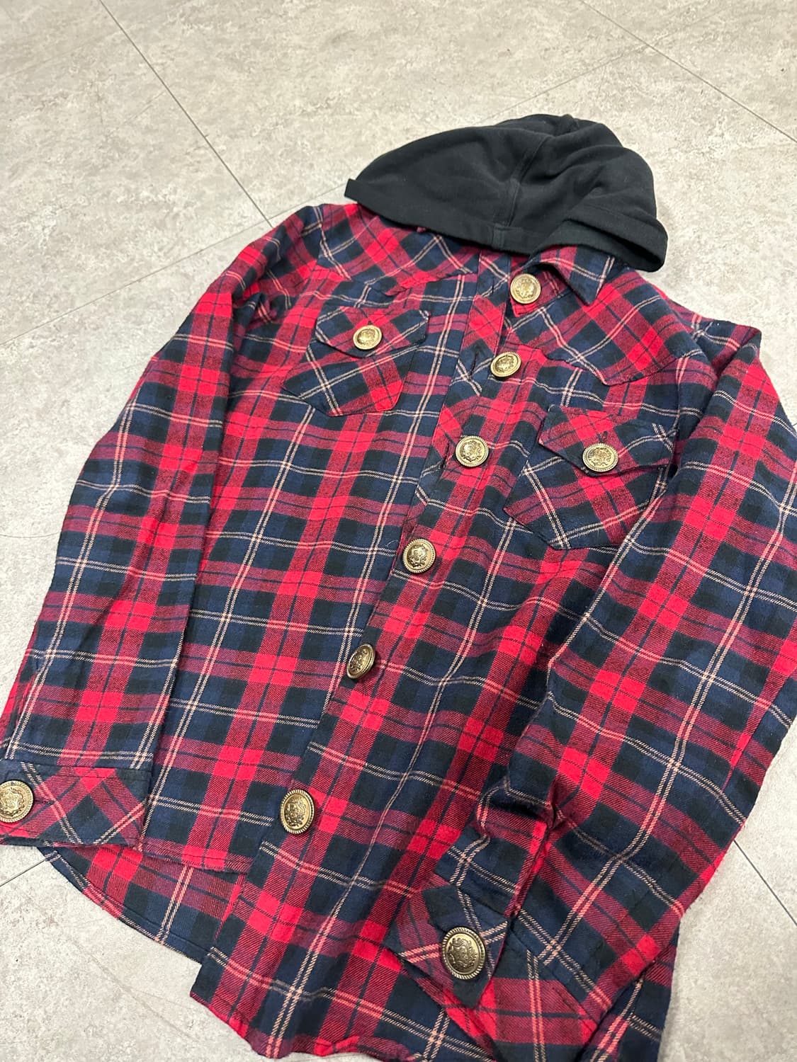 sky bomber check hood shirt 상품이미지4