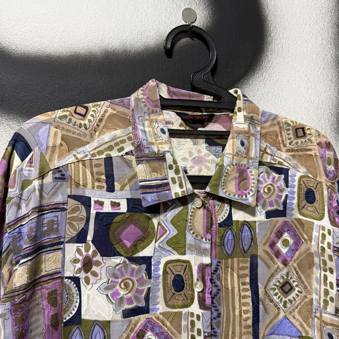 VTG 빈티지 에스닉 바로크 풀 패턴 시스루 긴팔 셔츠 상품이미지3