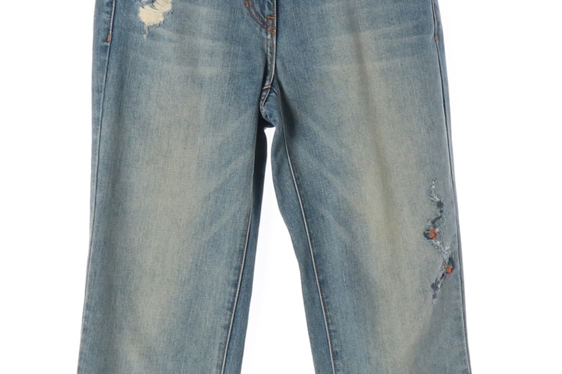 TIME 포스트모던 자수 디테일 크롭 데님 팬츠 상품이미지4