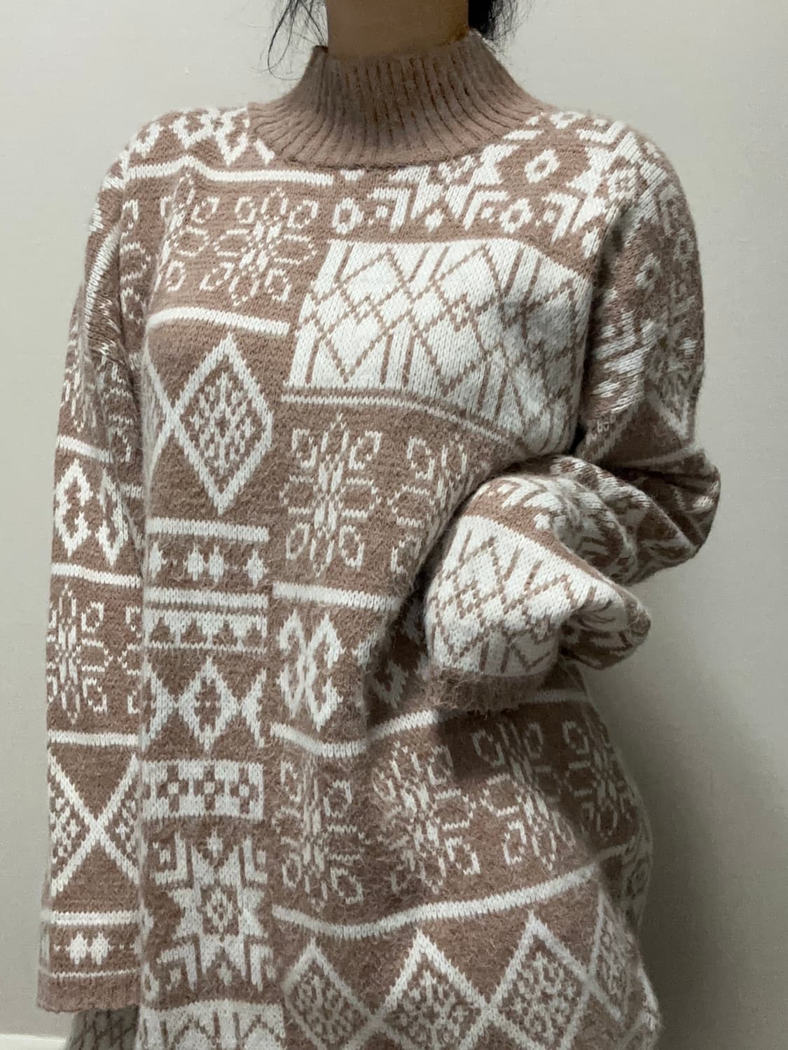 핑크베이지눈꽃니트 상품이미지2