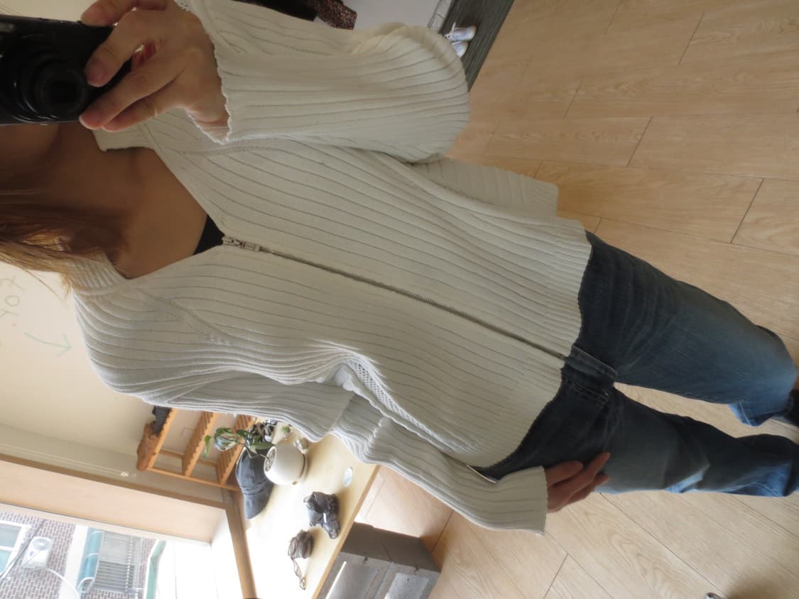 히로코 비스 화이트 니트 집업  상품이미지9