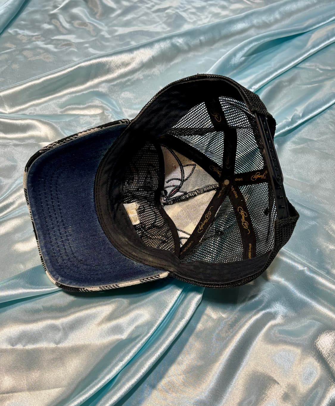 90s 에드하디 빈티지 데빌 체크 메쉬캡 상품이미지6